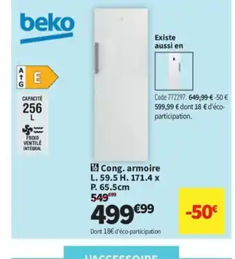 Conforama Cong. armoire L. 59.5 H. 171.4 x P. 65.5cm offre