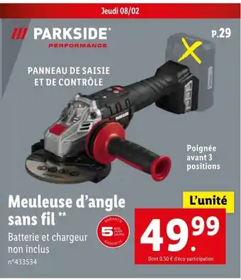 Lidl Meuleuse d'angle sans fil offre
