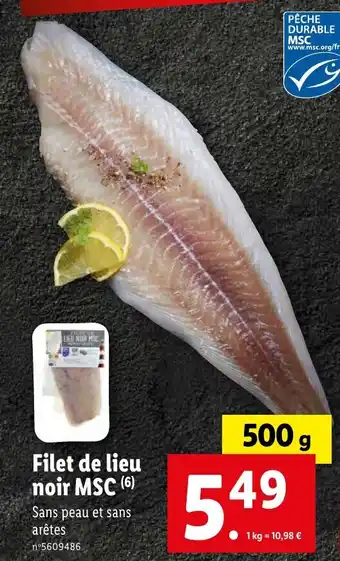 Lidl Filet de lieu noir MSC (6) offre