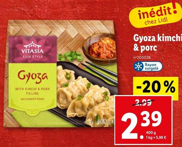 Promo Gyoza kimchi & porc chez Lidl
