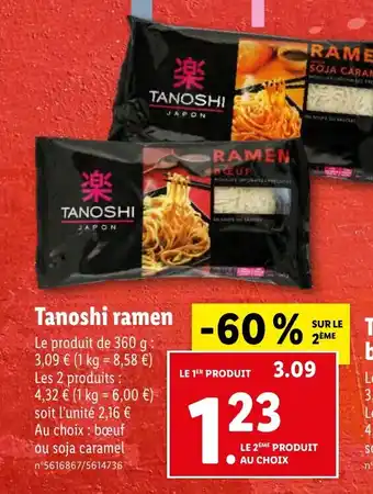 Lidl Tanoshi ramen offre