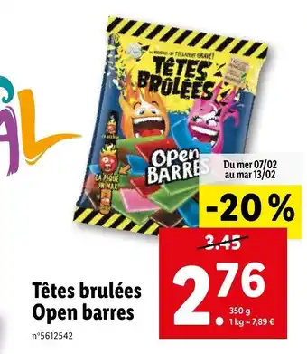 Lidl Têtes brulées Open barres offre