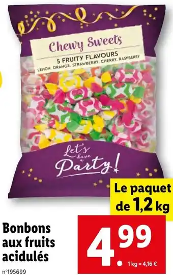 Lidl Bonbons aux fruits acidulés offre