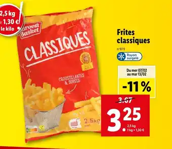Lidl Frites classiques offre