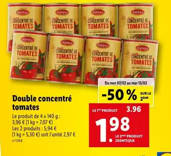 Lidl Double concentré tomates offre