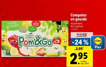 Lidl Compotes en gourde offre