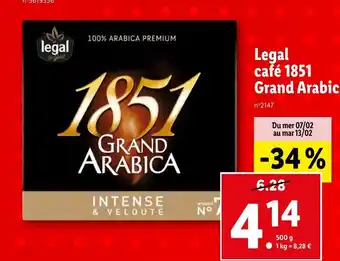 Lidl Legal café 1851 Grand Arabica offre