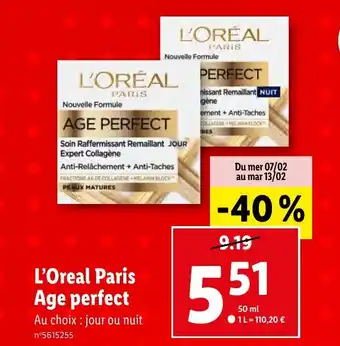 Lidl L'Oreal Paris Age perfect offre