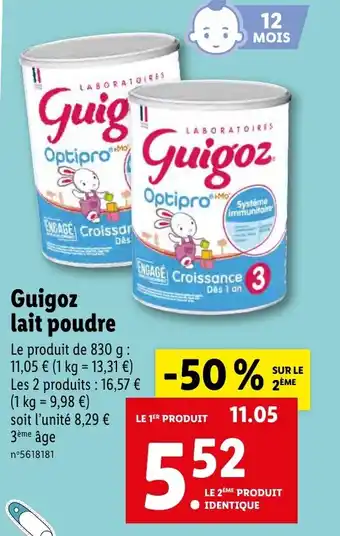 Lidl Guigoz lait poudre offre