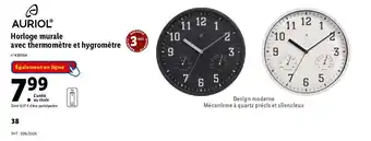 Lidl Horloge murale avec thermomètre et hygromètre offre