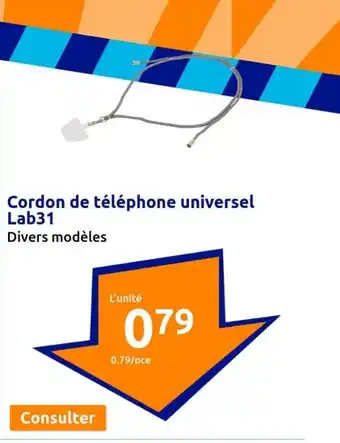 Action Cordon de téléphone universel Lab31 Divers modèles offre