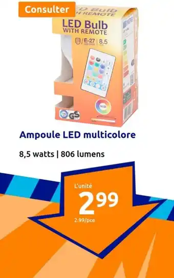 Action Ampoule LED multicolore offre