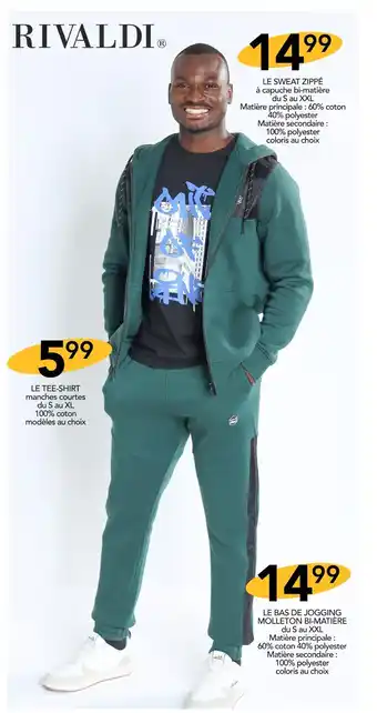 Stokomani RIVALDI LE SWEAT ZIPPÉ / LE TEE-SHIRT / LE BAS DE JOGGING MOLLETON BI-MATIÈRE offre