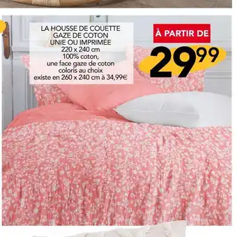 Stokomani LA HOUSSE DE COUETTE GAZE DE COTON UNIE OU IMPRIMÉE offre