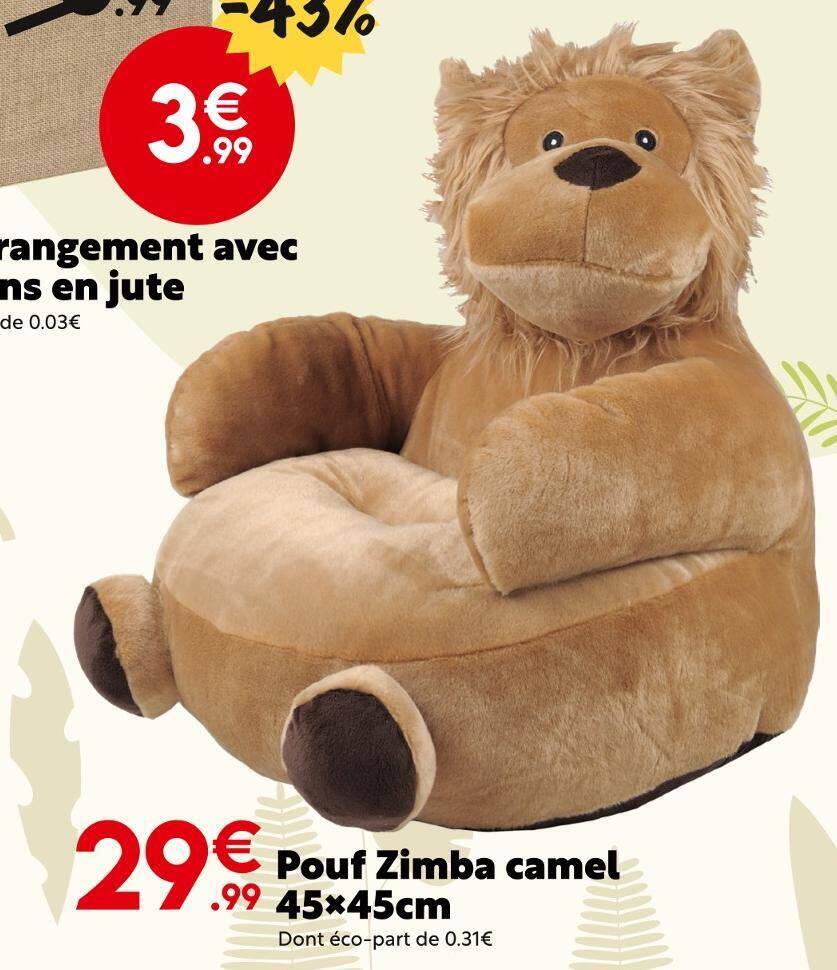 Promo Pouf Zimba camel 45x45cm chez Maxi Bazar