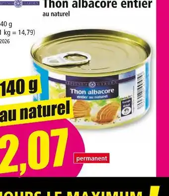 Norma NEPTUNE'S GARDEN Thon albacore entier offre