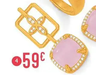 E.Leclerc boucles en argent doré, oxydes de zirconium et verre offre