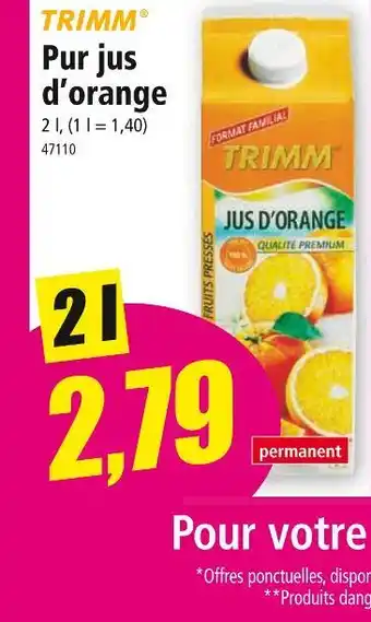 Norma TRIMM Pur jus d’orange offre