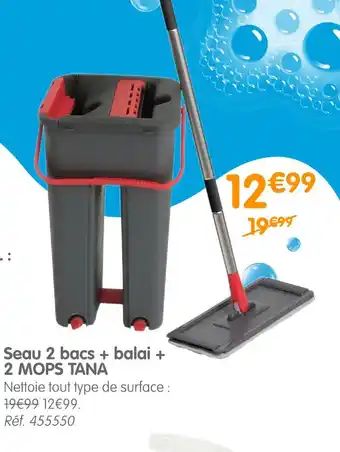 b&m Seau 2 bacs + balai + 2 MOPS TANA offre