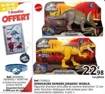 Maxi Toys Mattel dinosaure sonore jurassic world. offre