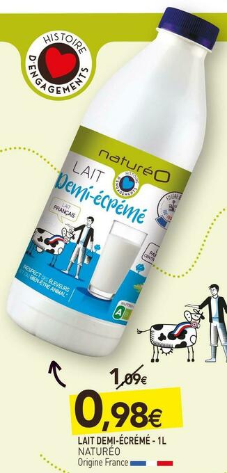 Naturéo lait demi-écrémé