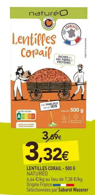 naturéO Naturéo lentilles corail offre