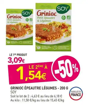 naturéO Soy grinioc épeautre légumes - 200 g offre