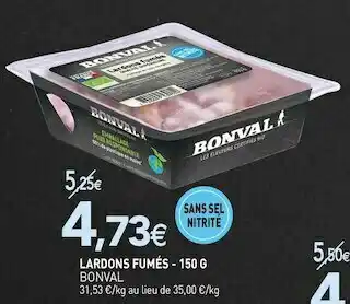naturéO Bonval lardons fumés - 150 g offre