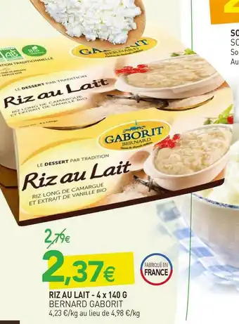 naturéO Bernard gaborit riz au lait offre