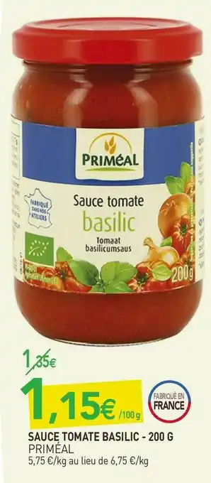 naturéO Priméal sauce tomate basilic offre