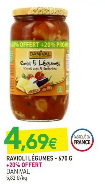 naturéO Danival ravioli légumes - 670 g offre