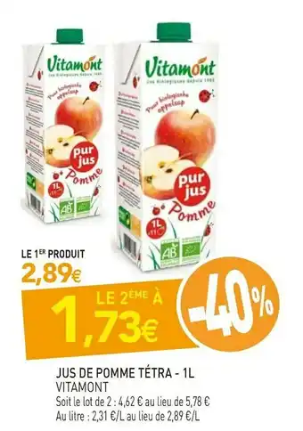 naturéO Vitamont jus de pomme tétra offre