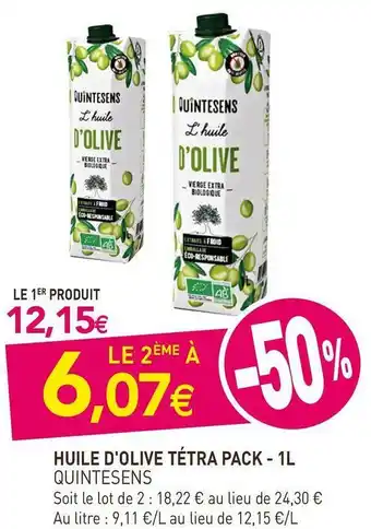 naturéO Quintesens huile d'olive tétra pack offre