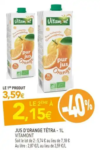 naturéO Vitamont jus d'orange tétra - 1l offre