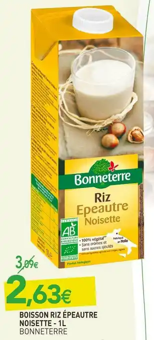 naturéO Bonneterre boisson riz épeautre noisette offre