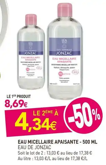 naturéO Eau de jonzac eau micellaire apaisante - 500 ml offre