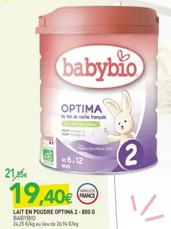 naturéO Babybio lait en poudre optima 2 offre