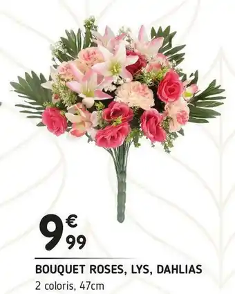 Bouquet roses, lys, dahlias