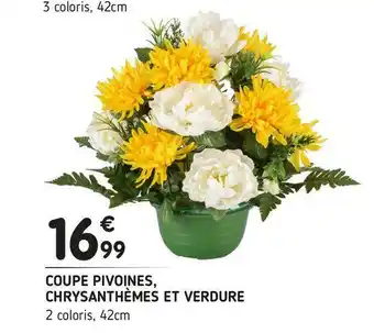 Imaginea Coupe pivoines, chrysanthèmes et verdure offre