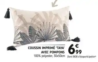 Imaginea Coussin imprimé ‘taya’ avec pompons offre