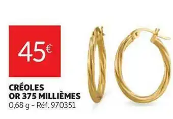 Créoles Or 375 Millièmes