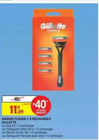 Intermarché Hyper Rasoir Fusion + 5 Recharges Gillette offre
