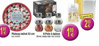 Kandy Plateau Métal 33 Cm 6 Pots à épices offre