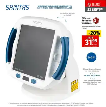 Lidl Diffuseur De Chaleur Infrarouge Sanitas offre