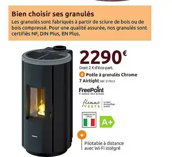 Mr Bricolage Poêle à Granulés Chrome 7 Airtight Freepoint offre