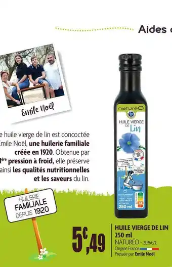 naturéO Huile Vierge De Lin 250 Ml offre