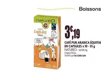 naturéO Café Pur Arabica équitable En Capsules X10 - 55g offre