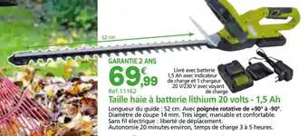 Provence Outillage Taille Haie à Batterie Lithium 20 Volts - 1.5 Ah offre