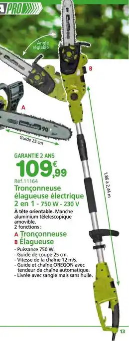 Provence Outillage Tronçonneuse élagueuse électrique 2 En 1 -750 W -230 V offre