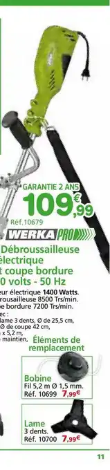Provence Outillage Débroussailleuse électrique Coupe Bordure Werka Pro offre